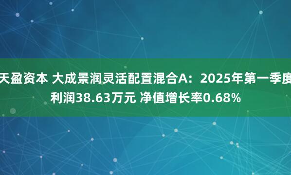 天盈资本 大成景润灵活配置混合A：2025年第一季度利润38.63万元 净值增长率0.68%