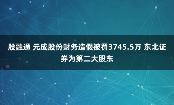 股融通 元成股份财务造假被罚3745.5万 东北证券为第二大股东